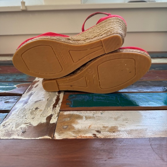 Red Espadrille Wedges with Ankle Strap - Picture 3 of 7